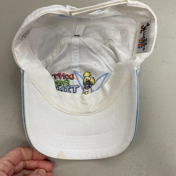 Disney Hat Cap Strap Back Tinkerbell Peter Pan Girls Kids Youth White Glitter - Picture 8 of 12